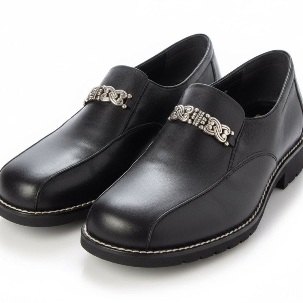 Brighton Made in Italy Black Leather Loafers | Size 10N | Rare Design